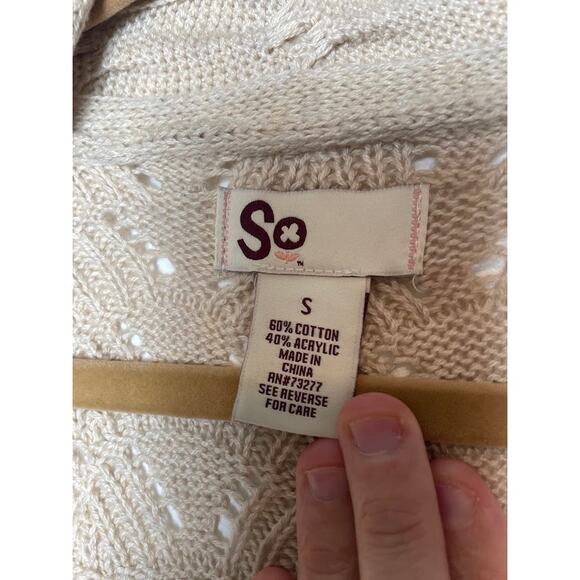 Beige Cardigan Womens Small Short Sleeve Sweater Tan Knit Open Top Boho Shirt - Picture 5 of 11